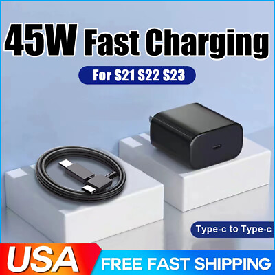 #ad 45W Type C USB C Super Fast Wall PD Charger Cable For Samsung Galaxy S20 S21 S23