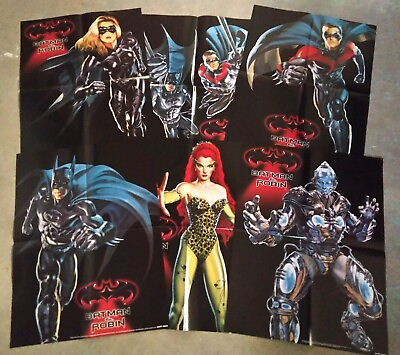 #ad Batman amp; Robin 1997 Movie 6 Poster Promotional Set Batgirl Poison Ivy MrFreeze
