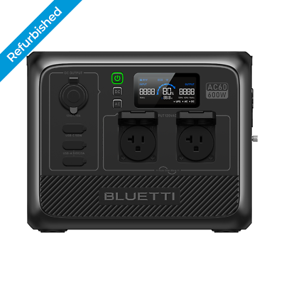 #ad BLUETTI AC60 600W 400Wh Portable Power Station LiFePO4 Battery for Backup Trip