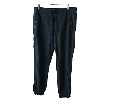 #ad Athleta Women#x27;s Size 12 Jogger Black Athletic Pants Drawstring Zipper pockets