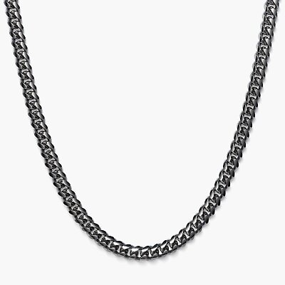 #ad 925 Sterling Silver Black Rhodium Miami Cuban Link Chain Solid 2mm Italy