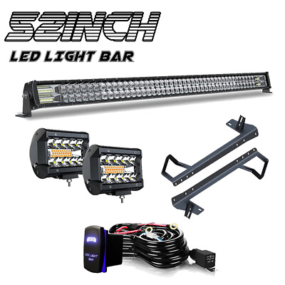 52#x27;#x27; 5D LED Light Bar4#x27;#x27; LED Pods Strobe Fog Lamp For Jeep Wrangler JK 07 18