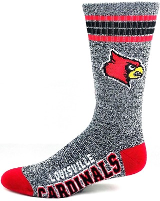 #ad Louisville Cardinals College Gray Got Marbled 4 Stripe Deuce Crew Socks