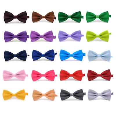 #ad Bowtie Mens Adjustable Formal Wedding Party Necktie Bow Tie Solid Color Tuxedo