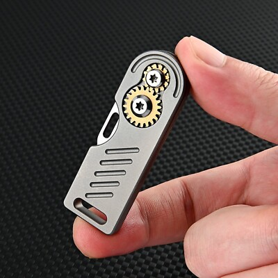 #ad Mini Titanium Alloy D2 Blade Keychain Folding Knife Pocket Outdoor EDC Gear Tool