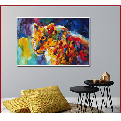 #ad Animal Hand painted Oil Painting Cheetah Home Decoration Mural Wall Painting