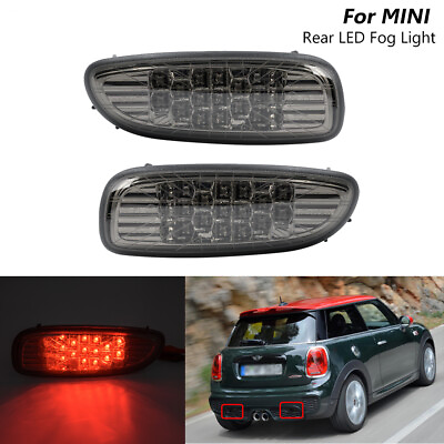 Smoked LED Rear Bumper Fog Lights Lamp For 06 13 MINI Cooper JCW R56 R57 R58 R59