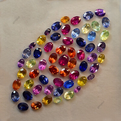 #ad 16 Pcs Natural Mix Color Sapphire CERTIFIED Gemstone Oval Lot 7x5 MM