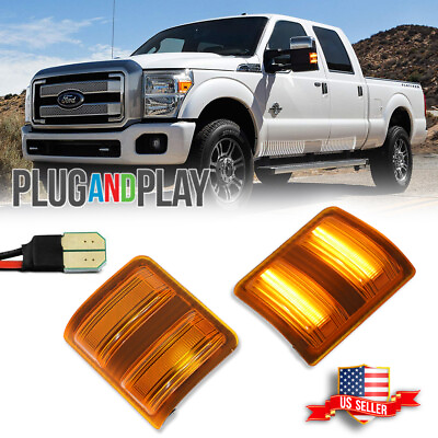#ad For Ford F250 F350 F450 F550 Amber Lens Full LED Side Mirror Marker Signal Light