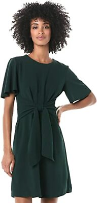#ad Donna Morgan Women#x27;s Tie Front Crepe Dress Viridian Green US 2