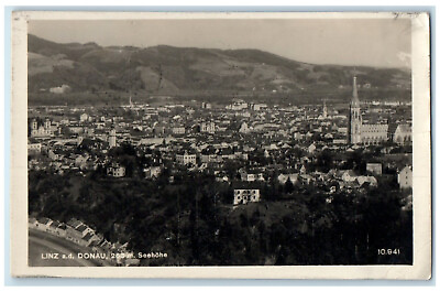 #ad 1928 Linz Donau Danube River Austria Vintage Posted RPPC Photo Postcard