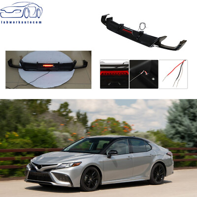 #ad For 2018 2021 Toyota Camry Rear Bumper Lip Spoiler Lower Diffuser With LED Light