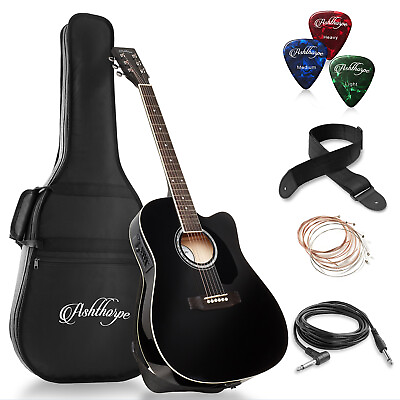 #ad Full Size Cutaway Thinline Acoustic Electric Guitar with Gig Bag amp; EQ