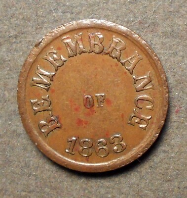 #ad 10497 Civil War Patriotic 244 381 Remembrance Of 1863 R 2 copper 19mm xf
