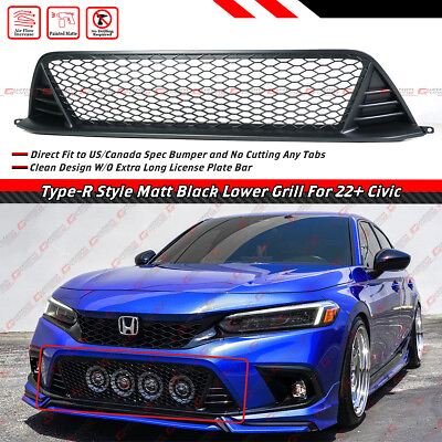 #ad FOR 2022 2024 HONDA CIVIC TYPE R FL5 STYLE MATT BLACK FRONT LOWER GRILLE GRILL