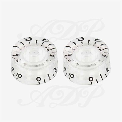 #ad 2x Vintage Style Speed Knobs Clear Inch Size 24 Splines Shaft for Gibson LP Sg
