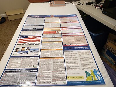#ad 2021 Louisiana LA and Federal All In One Labor Law Poster  Laminated 25quot; X 39quot;