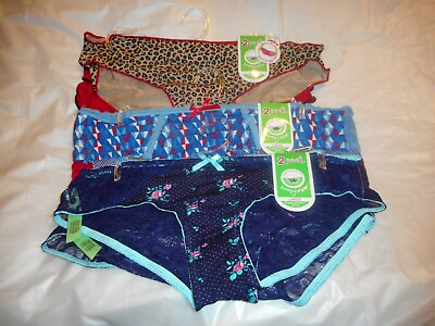 #ad N W T 2 PACK Honeydew multi color Bikinis Brief THONG Panty SIZE LARGE