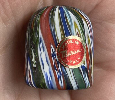 #ad MURANO Colorful Millefiori Art Glass Sewing Thimble Made in ITALY