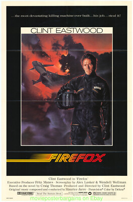 #ad FIREFOX MOVIE POSTER Original 27x41 Folded CLINT EASTWOOD 1982 FIGHTER JET