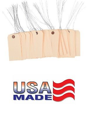 #ad 100 Pack 4 3 4quot; x 2 3 8quot; Size 5 Manila Inventory Pre Wired Hang Tags with Wire