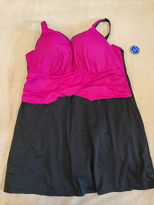 #ad Swimsuits For All One Piece Swimdress 28 Plus Black pink Womens Swim