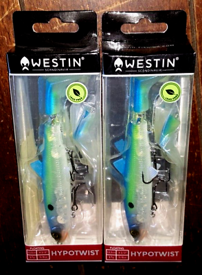 #ad Lot of 2 Westin Hypotwist Propbait Floating Blue Ghost Lures P137 420 133