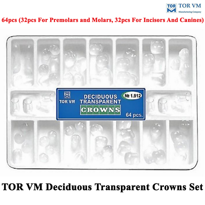 #ad 64pcs Dental TOR VM Deciduous Transparent Forms For Temporary Crowns Set
