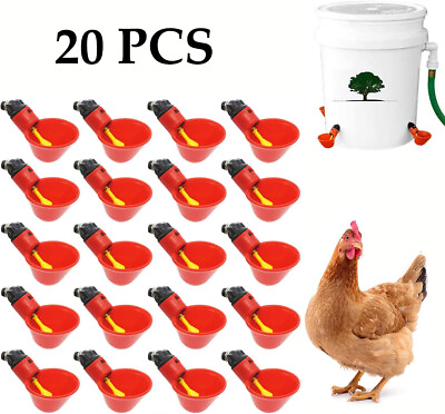 #ad 20Pcs Chicken Poultry Water Cups Automatic Waterer for DIY Poultry Quail Duck