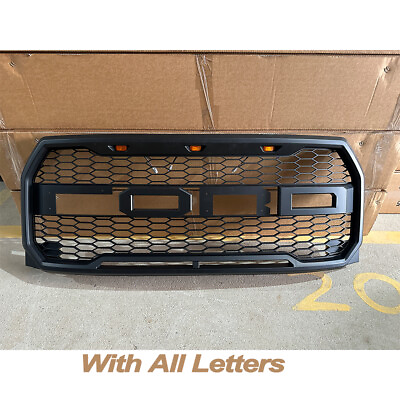 #ad Front Upper Grille Fits 2015 2017 FORD F150 Raptor Style Grill W LED Full Letter