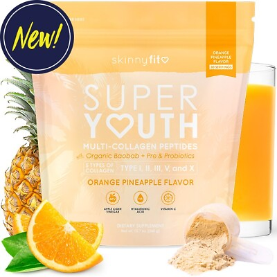#ad #ad Skinny Fit Super Youth Multi Collagen Peptides Orange Pineapple 12.7 oz pouch