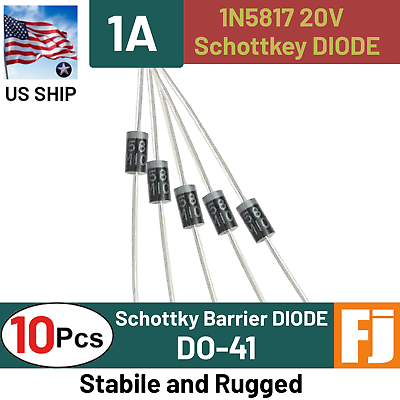 #ad 1N5817 Diode 10 Pcs 1A 20V Schottky Barrier Diode DO 41 IN5817 US SHIP