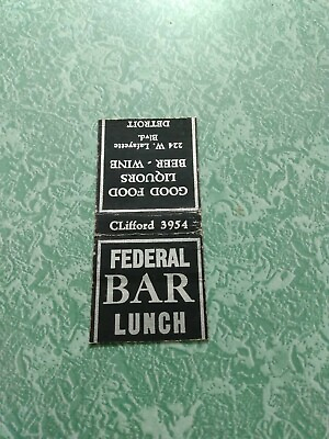 #ad Vintage Matchbook Cover Z29 Collectible Ephemera Detroit Michigan Federal bar lu