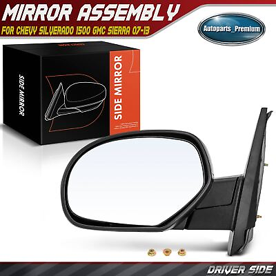 #ad Driver LH Black Manual Mirror for Chevrolet Silverado 1500 GMC Sierra 1500 07 13