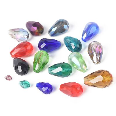 #ad Teardrop Crystal Glass Beads Faceted Loose Bead DIY Crafts Jewelry Making Charms
