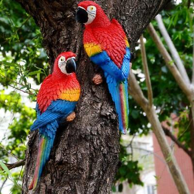 #ad Resin Simulation Parrot Birds Sculpture Cute Wall Hanging Crafts Tree Decor DIY