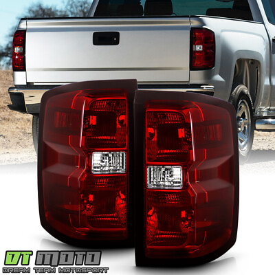 #ad 2014 2018 Chevy Silverado 1500 15 19 2500HD 3500HD Red Smoked Tail Lights Lamps