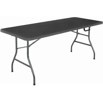 #ad Folding Table 6 Ft. Portable Center Fold Steel Frame Indoor Outdoor Black Picnic