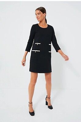 #ad Tuckernuck Women#x27;s Francoise Mod 3 4 Sleeve Pockets Black Mini Dress XXXL 3XL
