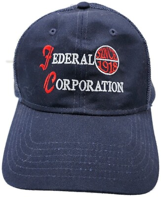 #ad FC Federal Corporation 1918 Blue Mesh Back Logo Snapback Trucker Hat Cap