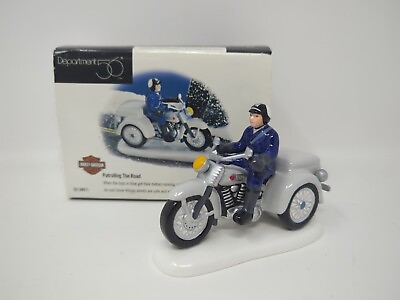 #ad 1997 Department 56 Harley Davidson Police Motorcycle Patrolling Road 56.54971