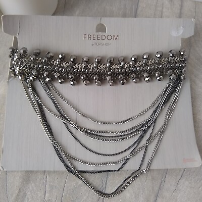 #ad Freedom Topshop Multistrand Metal Drape Choker Necklace Unused Gothic Occasion