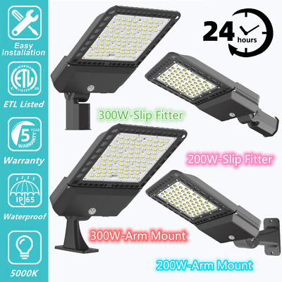 #ad Commercial 300W 200W Street LED Light Outdoor Area Dusk To Dawn Parking Lot Lamp