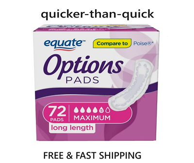 #ad Equate Options Women#x27;s Moderate Regular Incontinence Pads72 count FREE SHIPPING
