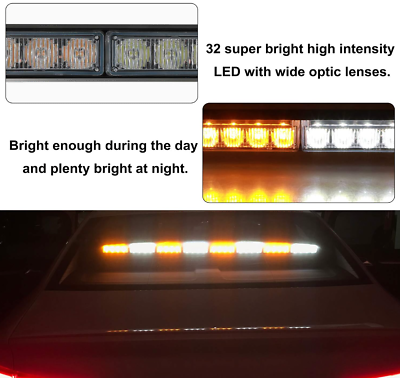 #ad SUPER BRIGHT Emergency Hazard Safety Flash 32 LED Strobe Lights Bar 36quot; Amber