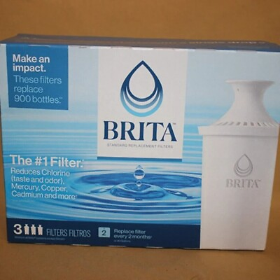 #ad Brita Water Pitcher Replacement Filters White 3 Pack New Sealed Packaging