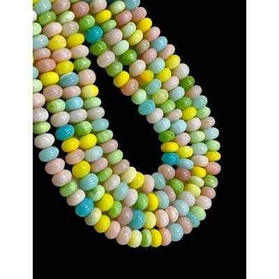 #ad Beautiful Multi Color Opal Smooth Rondelle Beads 10mm 16quot; Long Strand