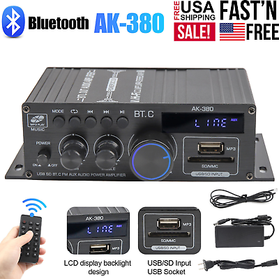 #ad 800W 2 Channel bluetooth Mini HIFI Power Amplifier Audio Stereo Amp Home Car FM