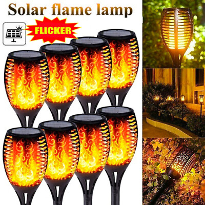 Outdoor LED Solar Yard Decor Torch Light Garden Patio Path Flickering Flame Lamp