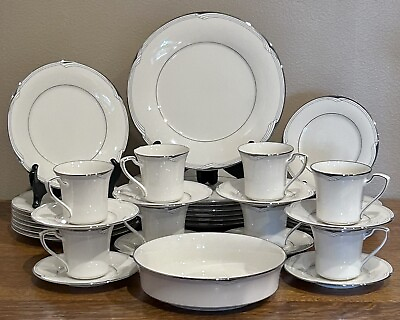 #ad Noritake Sterling Cove Dinner Set 7 Place Settings Serving Bowl 38 Pieces EUC